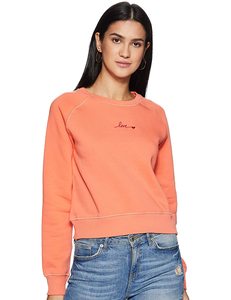 Sudadera de Cuello Redondo Color Coral para Mujer con Bordado Frontal, 100% Algodón, Corte Regular, Ropa Casual de Otoño - Product Image 2
