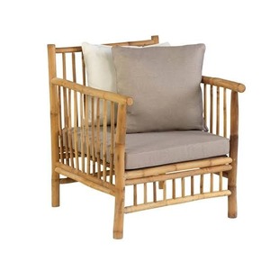 Fauteuil en bambou avec coussin, design rustique moderne, meubles en rotin pour intérieur et extérieur, chaise en bambou, chaise de salle à manger pour hôtel de villégiature - Product Image 6