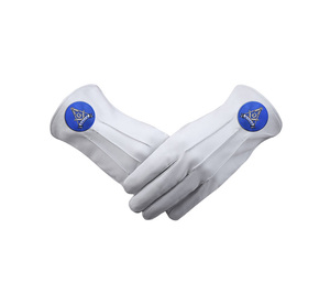 ถุงมือหนังแท้มาสเตอร์เมสันบลูลอดจ์ พร้อมแผ่นปักลายวงกลมสีน้ำเงิน - Product Image 1