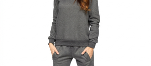 Ensemble de survêtement en coton gris pour femmes, sweat-shirt à col rond, pantalon long, poches latérales, vêtements décontractés pour l'automne - Product Image 5