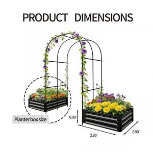 Set di 2 Fioriere da Giardino in Metallo con Traliccio ad Arco, Contenitori per Piante Rampicanti da Esterno, Recinzioni e Cancelli Rialzati - Product Image 5