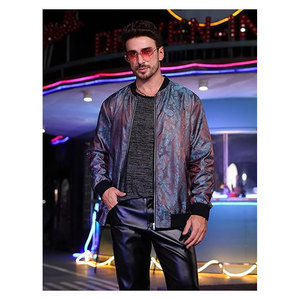 Chaqueta Bomber Ligera para Hombre, Manga Larga, Cierre de Cremallera, Estilo Retro Disco de los 70, Informal, para Primavera, Otoño y Verano, Transpirable - Product Image 5