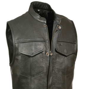 Mens Premium Formal Winter Distressed <b>Brown</b> PU Leather Motorcycle <b>Vest</b> Vintage Biker Waistcoat Classic Sleeveless - Product Image 4