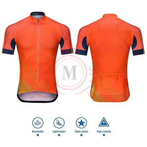 Ensemble maillot et short de cyclisme pour homme, orange avec accents noirs, respirant, polyester, design sans couture, pour adultes - Product Image 4