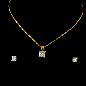 Collier pendentif en moissanite taille émeraude avec boucles d'oreilles assorties, chaîne serpent en argent 925, style minimaliste classique unisexe pour mariage - Product Image 2