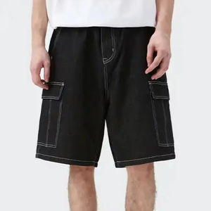 Pantalones Cortos de Mezclilla de Algodón Lavado Oscuro, Estilo Vintage, Holgados y Desgastados, Personalizados, para Hombre, Moda Urbana de Verano - Product Image 2