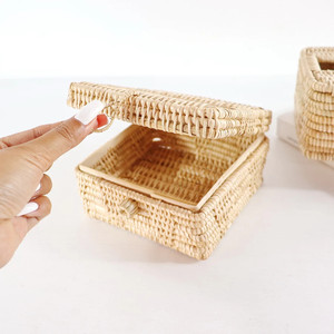 Handmade Woven Natural Rattan Car Luxury Tissue Dispenser Paper Box Holder Cover case Wholesale Customization Accepted - Product Image 5