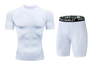 Conjunto de ropa deportiva de compresión para hombre, camisa y pantalones cortos ajustados para gimnasio, chándal para correr, MMA, Fitness, 2 uds. - Product Image 3