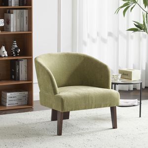 Sillón Moderno de Estilo Mid-Century para Sala de Estar, Dormitorio y Oficina, Respaldo Redondo, Patas de Madera, Sillón Suave - Product Image 1