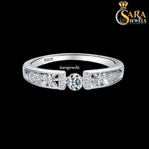 Anillo de compromiso de plata 925 con diamantes de alta demanda Sara Jewels, corte redondo clásico, engaste de garras, anillo de moda para mujer - Product Image 2