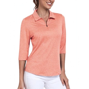 Camiseta de Golf para Mujer con Cierre de Cremallera de Tres Cuartos, Manga Tres Cuartos, Estilo Deportivo, Polo Atlético, Secado Rápido, Ropa Casual para Exteriores - Product Image 1