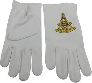 Guantes Masónicos de Algodón 100% para Past Master, par de guantes bordados a máquina, elegantes, de color blanco, en tela de algodón. - Product Image 1