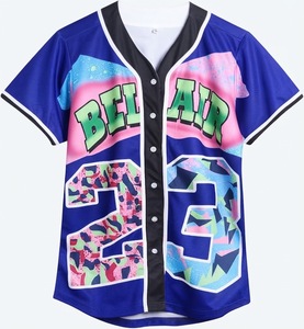Maillot de baseball Belair à col en V, manches courtes, boutons sur le devant, impression sublimée, unisexe, adulte, coupe régulière, séchage rapide, polyester 360 g/m² - Product Image 3