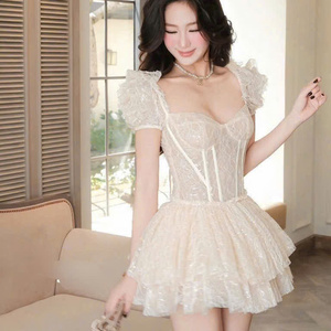 Robe longue élégante et décontractée pour femme, taille unique, coupe simple et confortable, taille naturelle, en soie à manches courtes - Product Image 3