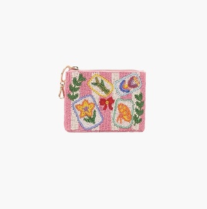 Porte-monnaie élégant fait main avec perles et broderie de perles de rocaille personnalisées, avec breloque pompon - Product Image 2