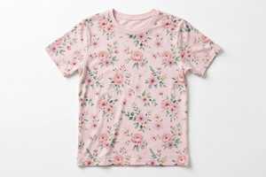 <b>Women's</b> <b>Pink</b> Print Crew Neck Short Sleeve Jersey Breathable Casual Spring Summer T-Shirt <b>Top</b> - Product Image 2