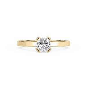 Bague de fiançailles en or jaune 18 carats avec diamant de laboratoire certifié IGI, 1,00 carat, clarté VS1, couleur F, taille coussin, style pavé - Product Image 1