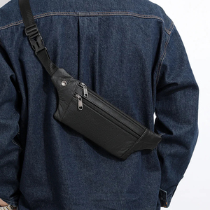 Bolso de pecho minimalista de cuero con cierre de cremallera, duradero, para uso diario, para todas las estaciones, para hombre - Product Image 5