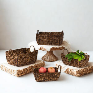 Juego de 3 Cestas de Almacenamiento de Jacinto de Agua Ecológicas Vintage para Plantas de Interior, Decoración del Hogar, Venta al por Mayor desde Vietnam - Product Image 1