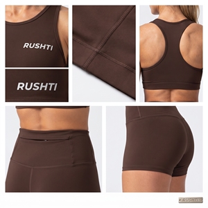 Conjunto Deportivo de 2 Piezas para Mujer: Top Corto con Cuello Redondo y Espalda Cruzada, y Shorts de Yoga de Compresión, Ropa Interior Deportiva Ligera de Poliéster - Product Image 6