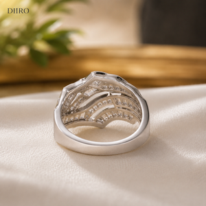 Geometric Moissanite Diamond <b>Ring</b> <b>Emerald</b> Cut Channel Band <b>Silver</b> Tone Women's Wedding Party Jewelry - Product Image 6