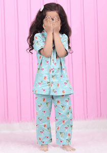 Conjunto de Pijama de Algodón para Niñas, Suave y Transpirable, con Estampado, Camiseta de Manga Corta y Pantalones de Pijama Cómodos - Product Image 3