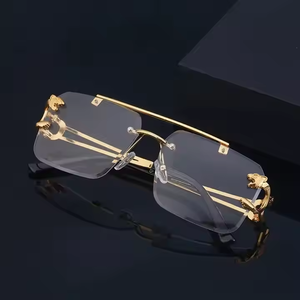 Gafas de Sol de Moda para Hombre con Diseño de Leopardo, Protección UV400, Montura Metálica sin Aro - Product Image 3