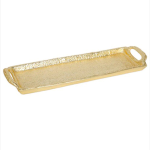 Collection de tiges et feuilles en laiton naturel et oxydé, design délicat, plateau rectangulaire de luxe en acier inoxydable, grand plateau - Product Image 5