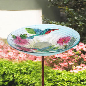 Bain d'oiseaux élégant avec motif floral, bain d'oiseaux pour colibris, décoration de jardin, bain d'oiseaux artisanal, bol décoratif d'extérieur autoportant - Product Image 2