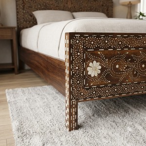 Base de Cama King Size de Madera Maciza Tallada a Mano, Estilo Europeo Tradicional, con Almacenamiento, para Uso en Hoteles y Apartamentos - Product Image 2