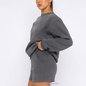 เสื้อครอปท็อปผู้หญิง ชุดลำลองฮู้ดดี้สั้น ผ้าฝ้าย 100% ปักลายตามสั่ง ไซส์ใหญ่ ชุดเซ็ต 2 ชิ้น เสื้อฮู้ดดี้และกางเกงขาสั้น - Product Image 5