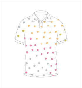 Polo pour homme blanc multicolore à pois dégradés, personnalisable par sublimation, manches courtes, décontracté, respirant, léger, pour le golf - Product Image 1