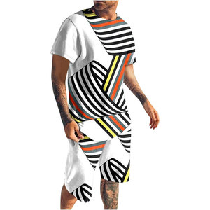 Custom Logo Breathable Summer Men's Sportswear Shirt & <b>Shorts</b> <b>Set</b> 100% Cotton High Street Style OEM Service - Product Image 4