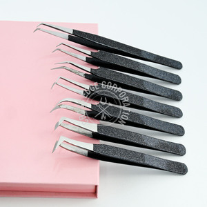 Glitter Black Fine X Tip Lash Extension Tweezer Isolation Fiber Tip Volume Eyelash Lash Tech 35 90 Degree Tweezers <b>Tool</b> - Product Image 1