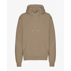เสื้อฮู้ดดี้คอโอเวอร์ไซส์สีเบจผ้าฟลีซแบบสวมหัว ไม่มีลาย สั่งทำได้ สำหรับผู้ชาย ขายส่ง - Product Image 3
