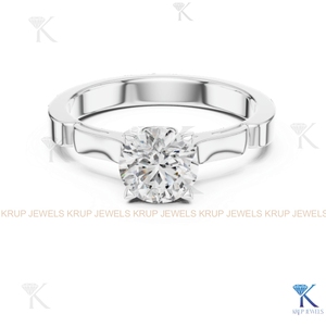 Anillo de compromiso solitario con diamante cultivado en laboratorio, corte redondo, E VVS2, certificado IGI, en oro macizo con engaste de corona, estilo filigrana vintage. - Product Image 5