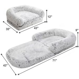 Letti Ortopedici per Cani di Taglia Grande 180x110x23 cm, Pieghevoli, in Peluche, Lavabili, Dimensioni Adatte agli Umani per il Massimo Comfort, Letti per Animali Domestici - Product Image 3