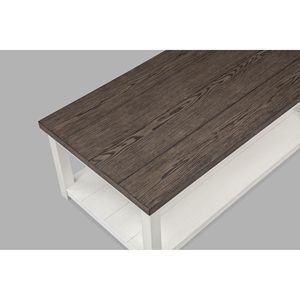 Tavolino da Salotto in Stile Rustico, Rettangolare Marrone con Base Bianca e Ruote, Arredamento per Soggiorno - Product Image 3