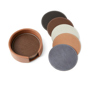 Posavasos Modernos de Cuero Color Café de 10 cm de Diámetro, Ecológicos, 2026 Regalos para Cafeterías/Oficinas. Exportación a granel con logotipo personalizado OEM - Product Image 5