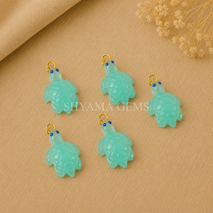 Pendentif en calcédoine bleu aqua sculpté en forme de tortue de 18 mm pour la fabrication de bijoux, artisanat inspiré de l'océan, fournitures de bijoux en gros - Product Image 2
