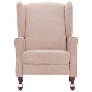 Fauteuil inclinable standard confortable en tissu polyester crème avec structure en bois - Product Image 6