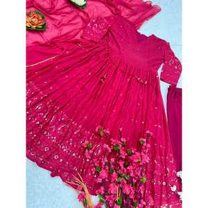 Designer Traditional Muslim <b>Clothing</b> & <b>Accessories</b> Anarkali Gown and Pant with Dupatta for Party Wear - Product Image 4