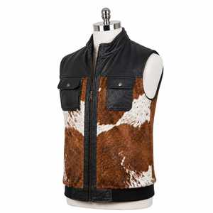 Gilet sans col en fausse fourrure pour homme, imprimé animal, vêtement d'extérieur d'hiver, style décontracté, longueur normale, bordure noire - Product Image 3
