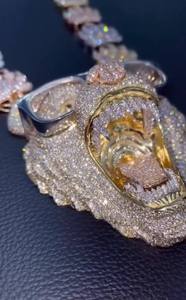 <b>Iced</b> <b>Out</b> Gorilla Pendant Necklace Moissanite Paw <b>Chain</b> Custom 925 Silver Gold Plated Party Jewelry - Product Image 2