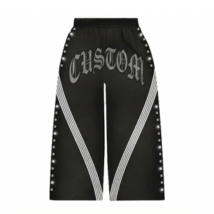 Ensemble T-shirt et pantalon surdimensionné personnalisé en coton tissé 100% imprimé sérigraphié, qualité supérieure, style streetwear tendance avec strass - Product Image 3