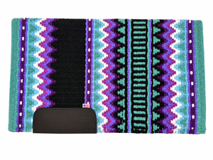 Manaal Enterprises Western Equestrian Saddle Pad SHOW PAD 14 Wool Shell Fleece Lined Geometric Pattern Purple <b>Blue</b> Black Riding - Product Image 1