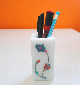 Marble Pen Holder <b>Table</b> Decorative Pen Holder desktop organizer handcrafted office accessory decorative Black Stone Pen Holder - Product Image 2