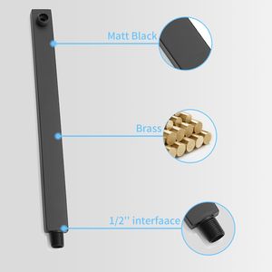 Wall Mounted 12\" Rainfall <b>Shower</b> Head & Handheld Faucet Combo Matt Black Finish <b>Shower</b> <b>System</b> Set - Product Image 6