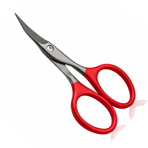 Ciseaux à cuticules en acier inoxydable à lame incurvée tranchante, manche rouge, durables, pour la coupe des ongles, avec étui en cuir PU, fournisseur OEM - Product Image 2