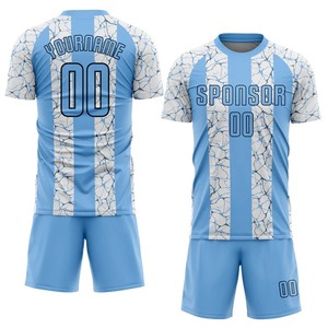 Maillot de football personnalisé blanc, bleu clair, noir, respirant, pour homme, entraînement, match, vêtements de sport, fabrication sur mesure - Product Image 5